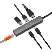 HURRICANE Laptop-Dockingstation 6 in 1 Port USB-Verteiler USB-C HUB 100W PD LAN Ethernet RJ45 4K HDMI, kompatibel mit Laptop, Notebook, MacBook, PC, HDD