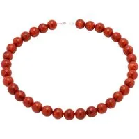 Schmuck Krone Collier Kette aus Koralle, 925 Silber, rot-braun, Silber 925