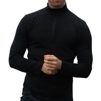 Alpenwert Funktionsshirt Herren Zip-Pullover aus 100% Merinowolle – atmungsaktiv (1 Pack) Antibakteriell, Anti-Schweiß-Geruch, Outdoor & Funktionsshirt