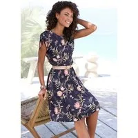 Vivance Jerseykleid mit Blumenprint und Raffungen auf den Schultern lockeres Sommerkleid, Strandkleid, Druckkleid, Viskosekleid