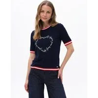 Passioni T-Shirt mit Herz Motiv in Navy Schriftzug