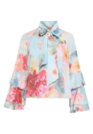 V by Vera Mont - Chiffonbluse Blue/Rosé - Gr. - 36