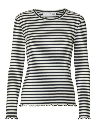 Selected - Ringelshirt - Slfanna blau - Gr. - XL
