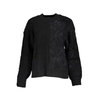 Desigual Schwarzer Baumwollpullover für Frauen mit Rollkragen