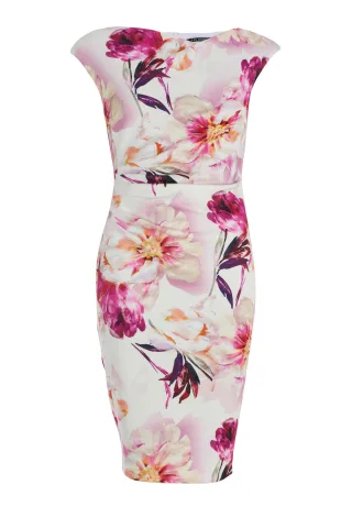 SWING - Scuba-Tageskleid mit Drapierung red violet - Gr. - 34