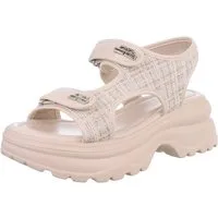 Ital-Design Modische Sandalen mit Klettverschluss und Komfort, Beige Plateausandaletten (89368658) Blockabsatz Sandalen & Sandaletten in Beige