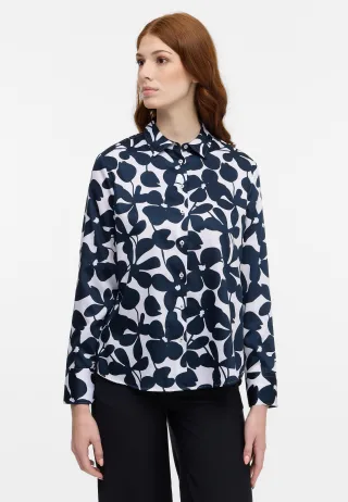 ETERNA - Bluse Satingewebe Langarm navy - Gr. - 42/Langarm