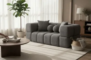 Sofa Designersofa VEGA 2-Sitzer in Stoff Egon Grau