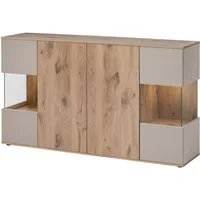 ASM-Moebel Kommode Sideboard Kommode CATALINA mit Rillenfront Led und Push-Click System, Mit Led Beleuchtung und Push-Click System.