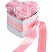 Kunstblume Rosen Box Herz 3 Infinity Rosen Mama, ich hab Dich lieb Geschenk Rose, ROSEMARIE SCHULZ Heidelberg, Höhe 10 cm, echte Rosen haltbar bis zu 3 Jahre, Made in Germany