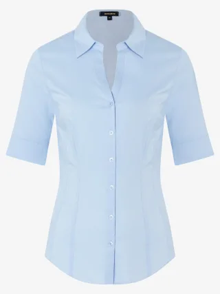 MORE & MORE - Baumwoll/Stretch Bluse blau - Gr. - 44