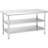 Royal Catering Arbeitstisch 150 x 70 cm Edelstahltisch 500 kg Edelstahl Zerlegetisch 3 Ebenen, verschiedene Größen