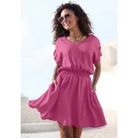 Buffalo Sommerkleid mit V-Ausschnitt aus weicher Lyocellware kurzes Kleid, figurumspielendes Sommerkleid, Strandkleid, Tunikakleid