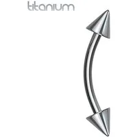 Taffstyle Augenbrauenpiercing Augenbrauenpiercing aus Titan mit Spitzen Silber 1,6mm x 8mm x 4mm (Piercing Banane Augenbrauen Eyebrow Tragus Helix Lippe Ohr Nase Intim), Außengewinde Implantatqualität
