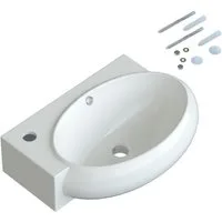 AQUABATOS Waschbecken Aufsatzwaschbecken mit/ohne Hahnloch rund oval eckig 30 40 50 60cm (Handwaschbecken Gäste wc Waschbecken klein Wandmontage ohne Unterschrank modern, mit ohne Überlauf wählbar,Ultradünner Rand), verschiedene Montagemöglichkeiten