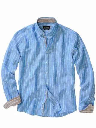 Mey & Edlich Herren Trastevere-Leinenhemd Blau 100 % Leinen