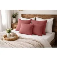 Amilian Dekokissen Sofakissen 4er Set mit Füllung - 2x 45x45 + 2x 35x45 cm, Hotelverschluss, waschbar, formstabil