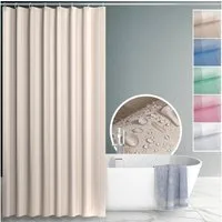 ANRO Duschvorhang aus Italien hochwertiger Badevorhang Textil mit Ösen und Haken Breite 120 cm (Packung, 1-tlg., Duschvorhang inkl. Aufhängeringe), robuster Vorhang Stangenaufhängung in Größe 200x120cm in natur