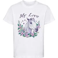 MyDesign24 Print-Shirt bedrucktes Pferde T-Shirt - My Love Kurzarm Baumwollshirt mit Aufdruck i169