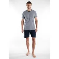 TOM TAILOR Shorty Nevada (2 tlg) Streifendesign, Kurzarm, V-Ausschnitt, kurze Hose