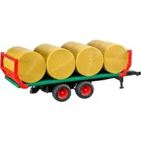 Bruder® Spielfahrzeug-Anhänger Ballentransportanhänger 44 cm mit 8 Rundballen (02220), Made in Europe