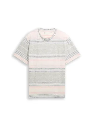 Tom Tailor - T-Shirt mit Inside-Out Streifenmuster rose teal multi color stripe - Gr. - XL