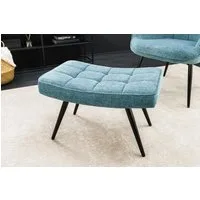 riess-ambiente Fußhocker SCANDINAVIA blau / schwarz - Strukturstoff, Metallbeine, Polsterung (Einzelartikel, 1 St), Wohnzimmer · Metall · Scandinavian Design · Ziersteppung