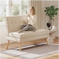 HOMCOM 2-Sitzer Sofa mit Leinenoptik, Getuftete Rückenlehne, Doppelsofa, Couch 1 Teile, für Wohnzimmer, Schlafzimmer, Beige