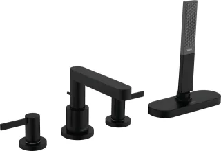 Hansgrohe 4-Loch Wannenarmatur Finoris F-Set Wannenrandmontage mit sBox mattschwarz, 76444670 76444670