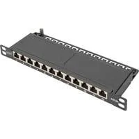 10" Slim Patchpanel DN-91612S-SL-EA, 12-Port, Cat.6a schwarz, 0,5HE, Rack Mount, geschirmt