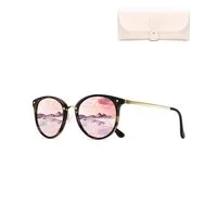 LuxusKollektion Retrosonnenbrille Sonnenbrille polarisierte Damen Pink Lens & Bernstein Rahmen
