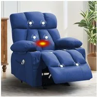 bosmiller Relaxsessel Elektrisch Massagesessel mit Wärmefunktion,Fernsehsessel Liegefunktion (1-St), mit 2 Seitentaschen Getränkehalter, 360°-Drehung für Wohnzimmer