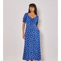 Apricot Maxikleid Geblümtes Maxikleid mit Puffarmen