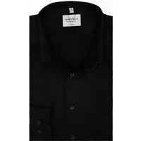 MARVELIS Businesshemd Schwarz, Modern Fit, Bügelfrei, 100% Baumwolle, New Kent Kragen