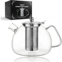 LIBWYS Teekanne Teekanne Glas 1,5L Borosilikat mit Edelstahlsieb Teekanne klar, 1,5 l, (Glas Teekanne 1500 ml mit Edelstahlsieb und Glasdeckel Set, Teekanne 1,5L mit Sieb Glasdeckel Griff für losen Tee Haushalt), Borosilikatglas hitzebeständig heraus