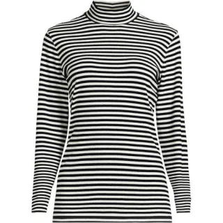 Stehkragen-Shirt, Damen,  Beige, Baumwolle, by Lands' End