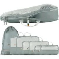 TRAVEL DUDE Kofferorganizer, Packing Cubes aus recycelten Plastikflaschen (ultraleichte Packwürfel, 7-tlg., Packing Cubes für Rucksack und Koffer, Packtaschen), mit Kompression und einem Nassfach