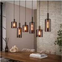 famlights Pendelleuchte famlights, Pendelleuchte Geli in Braun E27 6-flammig