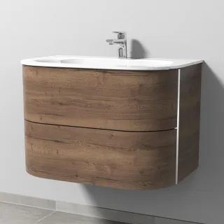 Sanipa 4balance Glas-Set mit 2 Auszügen, Eiche-Tabak, DL20250 DL20250