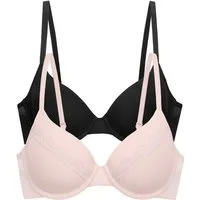 Dorina Bügel-BH Jana (Valentine) (2er Pack) leicht gepolstert, vorgeformte Cups, Spitzendetails, elastisch