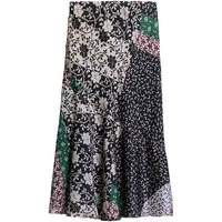 Bhoem Midirock BHOEM Satin-Midirock mit Patchwork-Print (1-tlg)