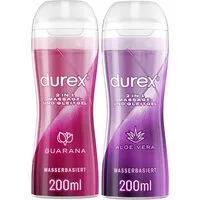 durex Gleitgel Play 2in1 Guarana & Aloe Vera (2 x 200ml), Massage-Set, 2-tlg., für sinnliche Liebesmassagen
