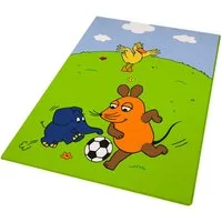 BERONAGE Kinderteppich Die Sendung mit der Maus Fußball Spiel-Teppich 100x133 cm, rechteckig, Höhe: 10 mm, rutschfest