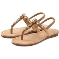 LASCANA Sommerschuh, offener Schuh, Zehentrenner Sandale, Pantolette mit Schmucksteinen VEGAN
