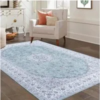 GarveeMore Teppich Persisches Ornamentmuster-frisch & elegant, rechteckig, Höhe: 6 mm, maschinenwaschbar & faltbar, für Flur & Schlafzimmer & Wohnzimmer