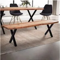 FINEBUY Essbank FB68408 Esszimmerbank Sitzbank Akazie Massivholz Baumkante (Akazie Massivholz 160x40x45,5 cm, Baumkante Modern), Esszimmerbank Baumstamm, Sitzbank Esszimmer Holz