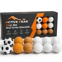Active Peak Kickertisch 12er Set Profi Turnier Kickerbälle 35 & 36  mm (12-tlg., Enthält leise Korkbälle, Grip-Bälle & klassisches Fußball-Design), Professionelles Tischkicker-Zubehör für Profis, Vereine & Kinder
