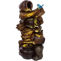 BIRENDY Dekofigur Zimmerbrunnen mit LED, 76cm Springbrunnen Krüge (Brunnen 20 Vogel)