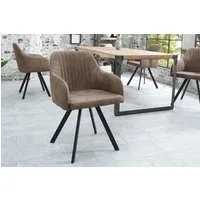 riess-ambiente Polsterstuhl LUCCA antik taupe/schwarz – Microfaser, mit Armlehne, Metall-Beine (Einzelartikel, 1 St), bequeme Polsterung im Retrolook – ideal für Esszimmer oder Küche