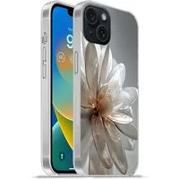 MuchoWow Handyhülle für Apple iPhone 15 Blume - Weiß - Neutral, Smartphone-Bumper, Print, Handy Schutzhülle Dünn